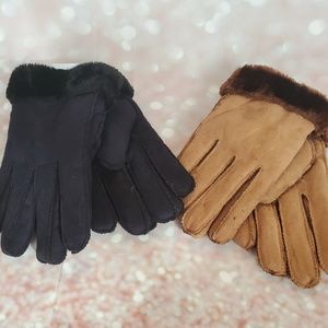Faux Fur Trim Gloves